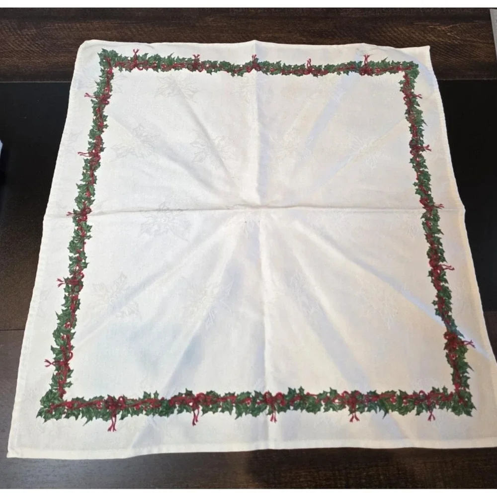 Christopher Radko Christmas Holiday Celebration Bow Holly Napkins Rings Set of 6